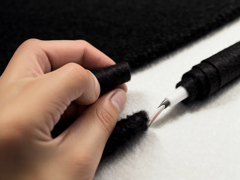 Nahaufnahme eines Stifts, der präzise Buchstaben auf festem 300 g/m² Papier zeichnet.