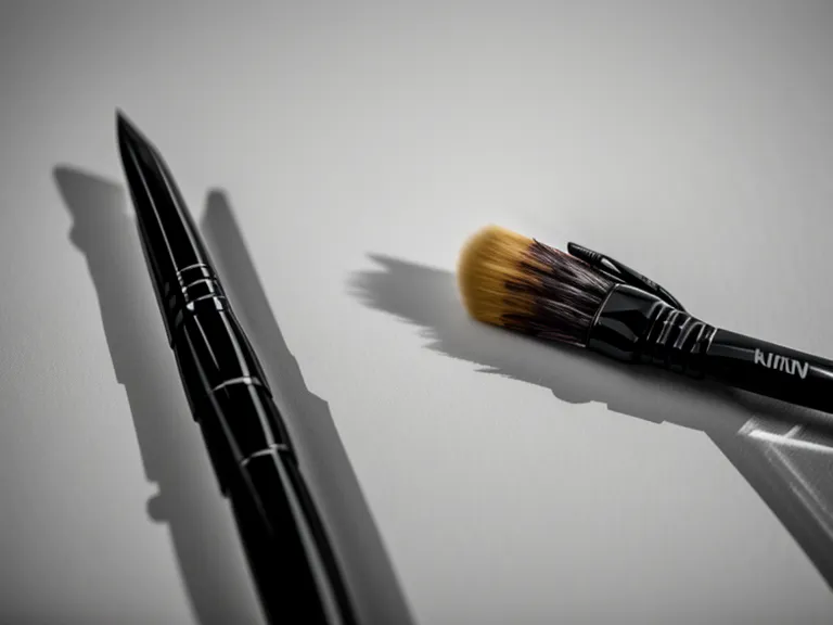 Nahaufnahme einer Brush-Pen-Spitze auf Papier beim Zeichnen eines dicken Abstrichs.