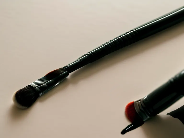 Nahaufnahme der korrekten Stifthaltung eines Brush Pens im 45-Grad-Winkel auf Spezialpapier.