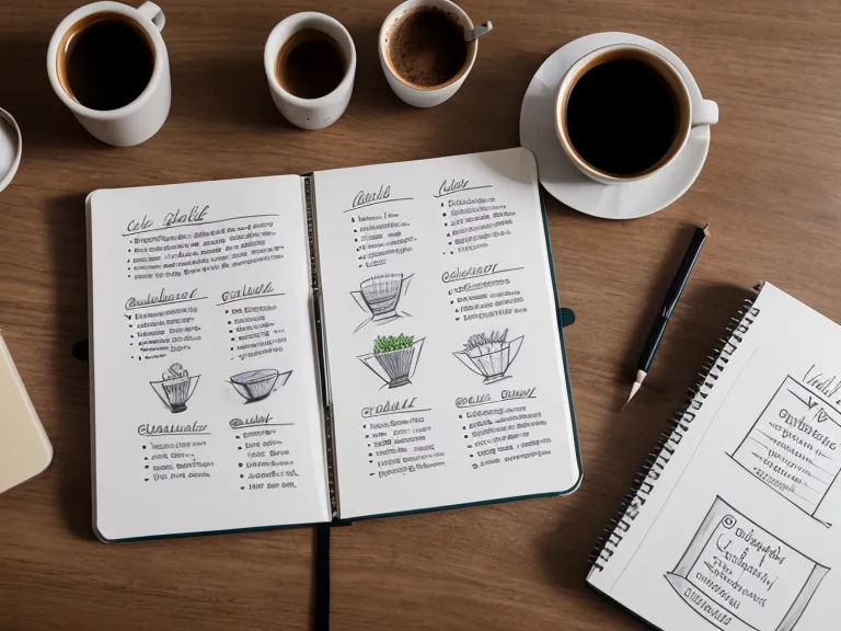 Sketchnotes Kursvergleich: visuelles Alphabet aus Punkt, Linie, Kreis und Dreieck im Notizbuch